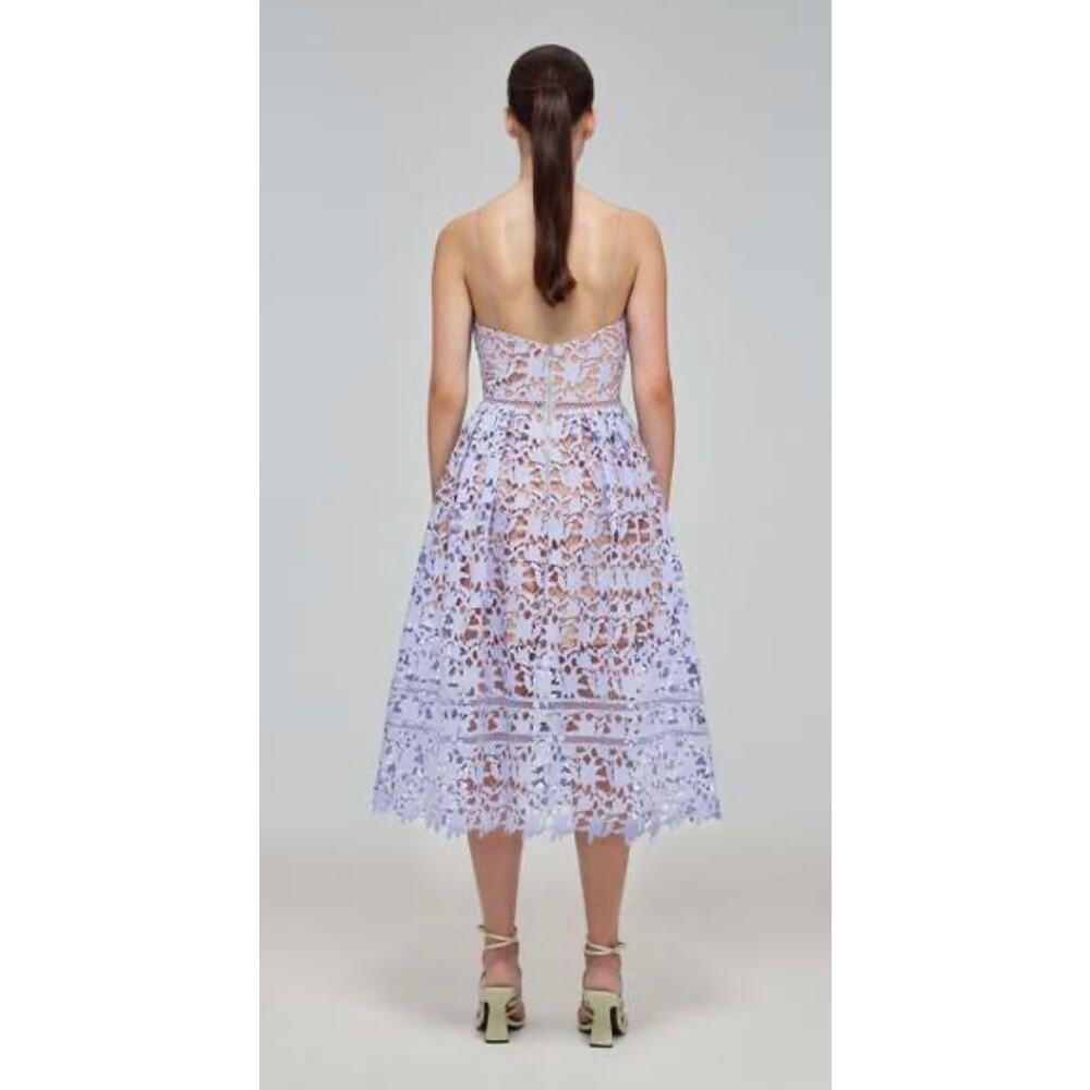Self-Portrait Azalea Textured Floral Lace Midi Dress in Lilac — US 8 - Picture 2 of 9